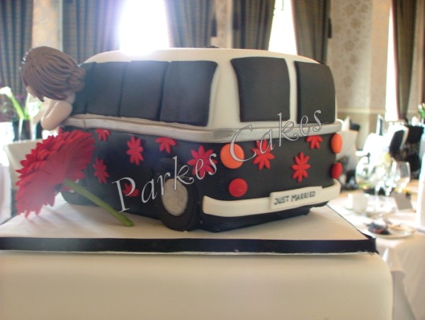 camper van wedding cake back view